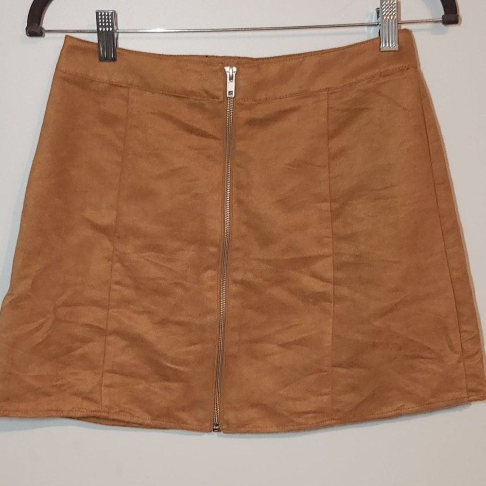 Suede high waist mini skirt with zipper size M